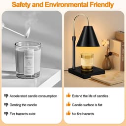 image-Candle Warmer, Candle Warmer Lamp With Timer Dimmable And Adjustable Height Candle Lamp Warmer Compatible With Jar Candles For Home Decor Electric Wax Melter Warmer, Wooden Base Black