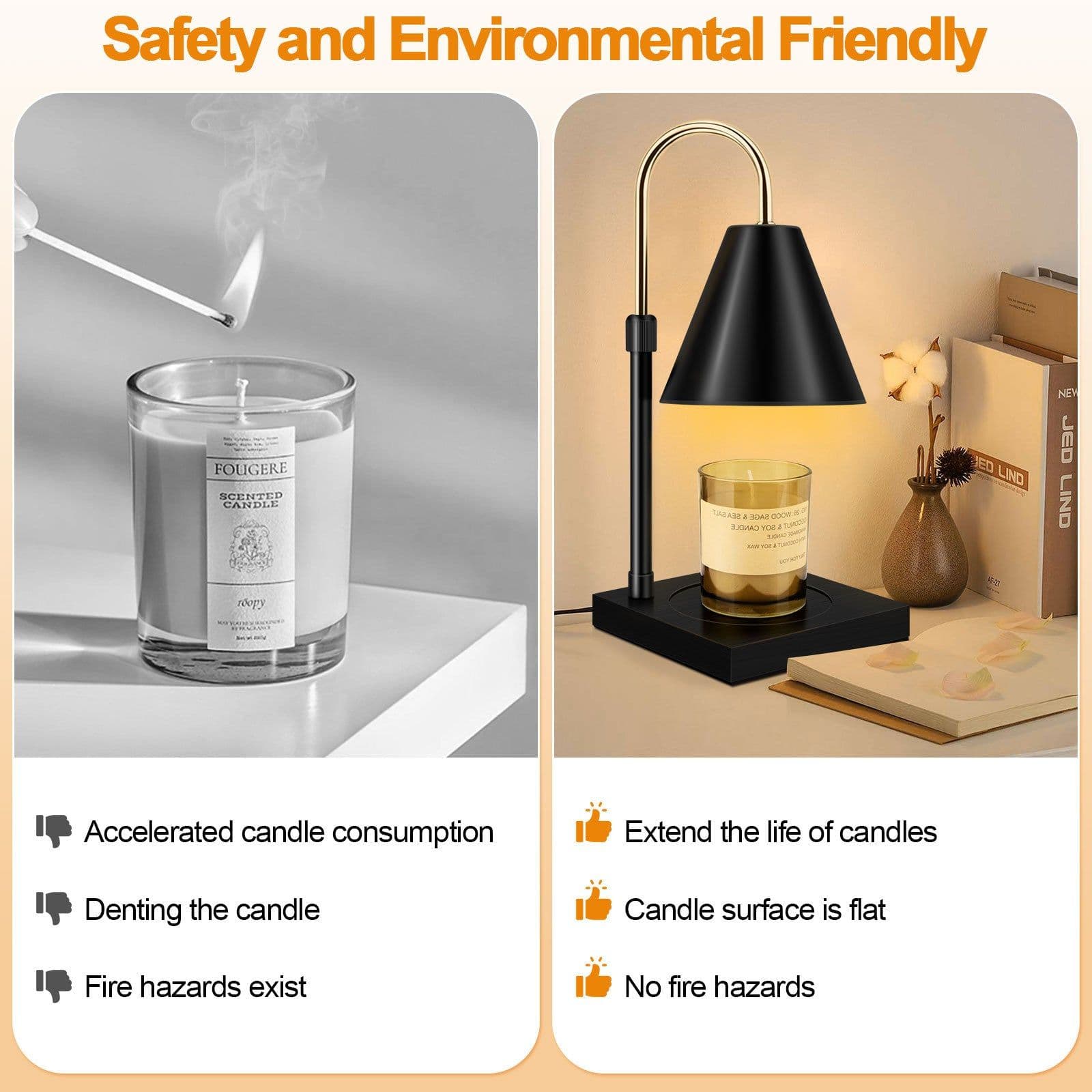 image-Candle Warmer, Candle Warmer Lamp With Timer Dimmable And Adjustable Height Candle Lamp Warmer Compatible With Jar Candles For Home Decor Electric Wax Melter Warmer, Wooden Base Black