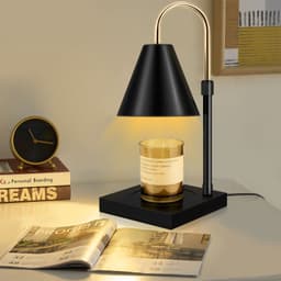image-Candle Warmer, Candle Warmer Lamp With Timer Dimmable And Adjustable Height Candle Lamp Warmer Compatible With Jar Candles For Home Decor Electric Wax Melter Warmer, Wooden Base Black