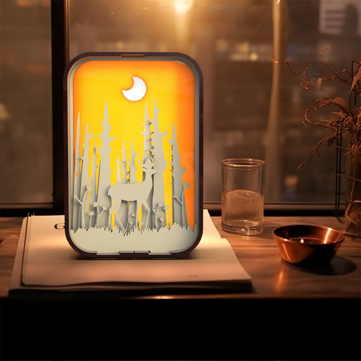 image-Woodcarving Light Creative Gift Minimalist Bedside Night Light Decoration Desktop Decoration Birthday Gift