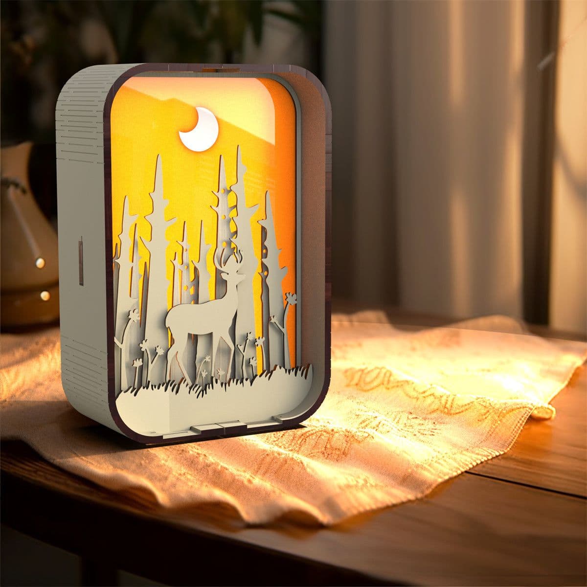 image-Woodcarving Light Creative Gift Minimalist Bedside Night Light Decoration Desktop Decoration Birthday Gift