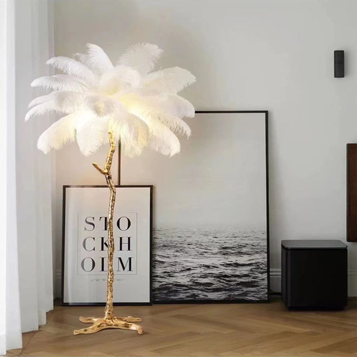 image-Decorative Resin Feather Floor Lamp For Living Room And Bedroom
