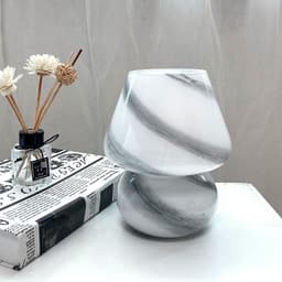 image-Handmade Glass Mushroom Table Lamp, Bedside Small Night Lamp