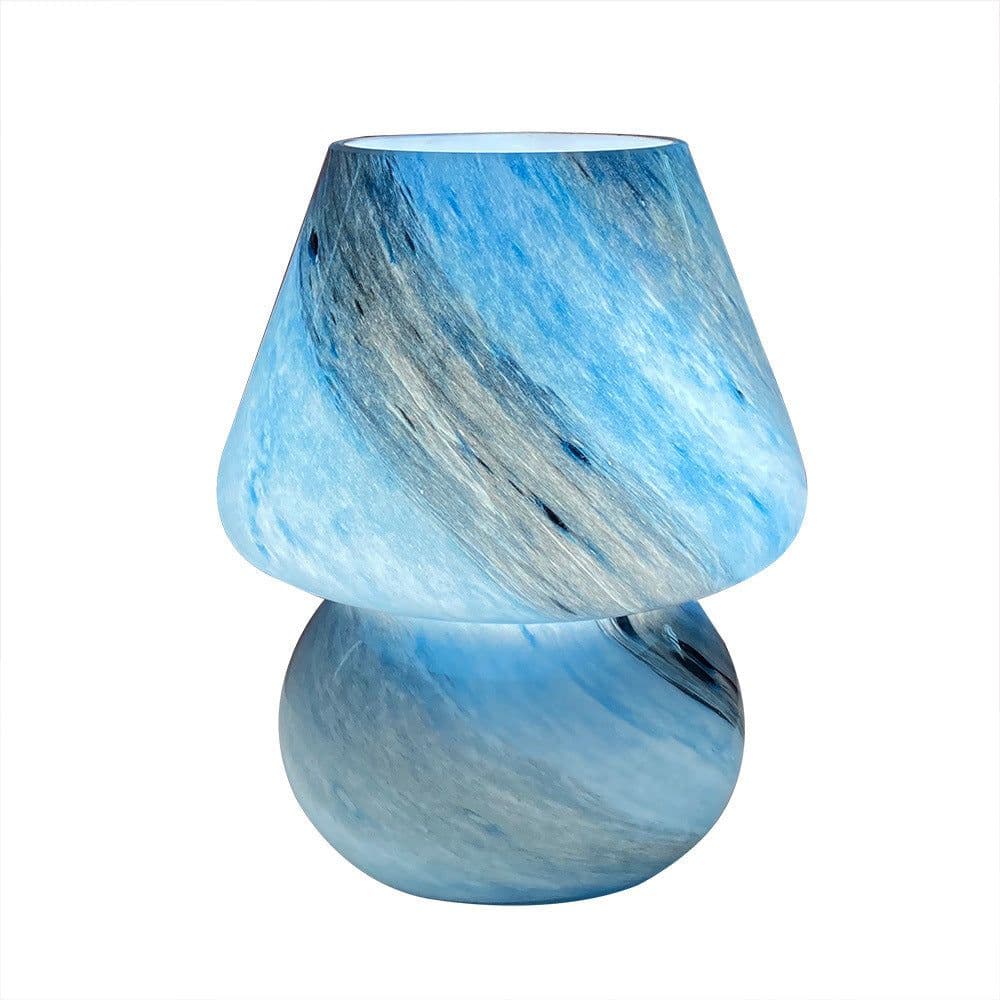 image-Handmade Glass Mushroom Table Lamp, Bedside Small Night Lamp