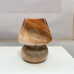 image-Handmade Glass Mushroom Table Lamp, Bedside Small Night Lamp