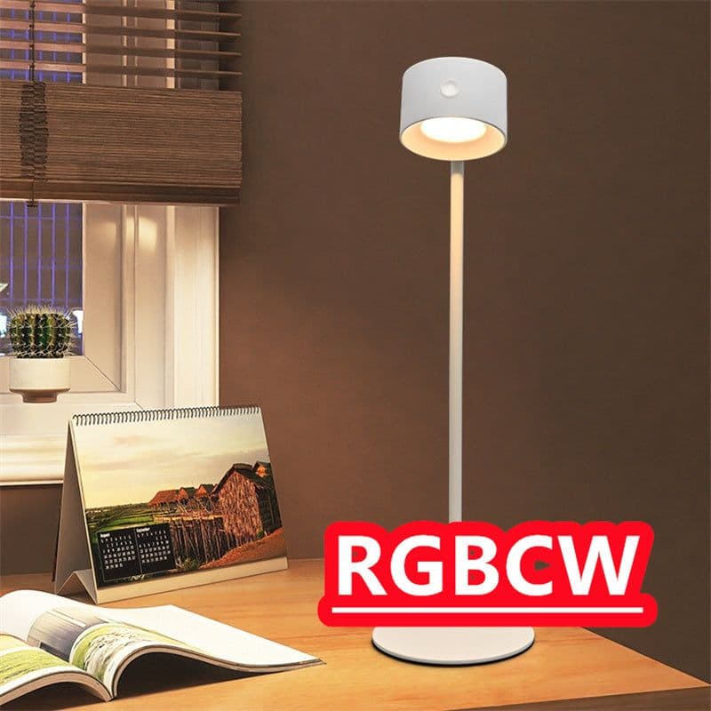 image-Magnetic Touchable LED USB Rechargeable Table Lamp 360 Rotate Cordless Remote Control Desk Lights Home Bedroom Wall Night Lamp