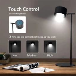 image-Magnetic Touchable LED USB Rechargeable Table Lamp 360 Rotate Cordless Remote Control Desk Lights Home Bedroom Wall Night Lamp