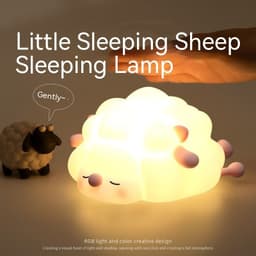 image-Cute Silicone Night Lights Sheep Cartoon Bedroom Lamp For Children's Room Decor Rechargeable Timing Dimming Sleep Night Light