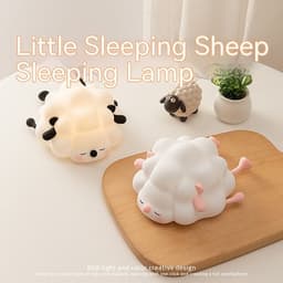 image-Cute Silicone Night Lights Sheep Cartoon Bedroom Lamp For Children's Room Decor Rechargeable Timing Dimming Sleep Night Light