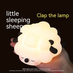 image-Cute Silicone Night Lights Sheep Cartoon Bedroom Lamp For Children's Room Decor Rechargeable Timing Dimming Sleep Night Light