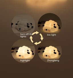 image-Cute Silicone Night Lights Sheep Cartoon Bedroom Lamp For Children's Room Decor Rechargeable Timing Dimming Sleep Night Light