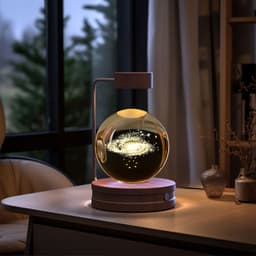 image-Crystal Ball Cosmic Dinosaur Indoor Night Light USB Power Warm Bedside Light Birthday Gift Night Lamp