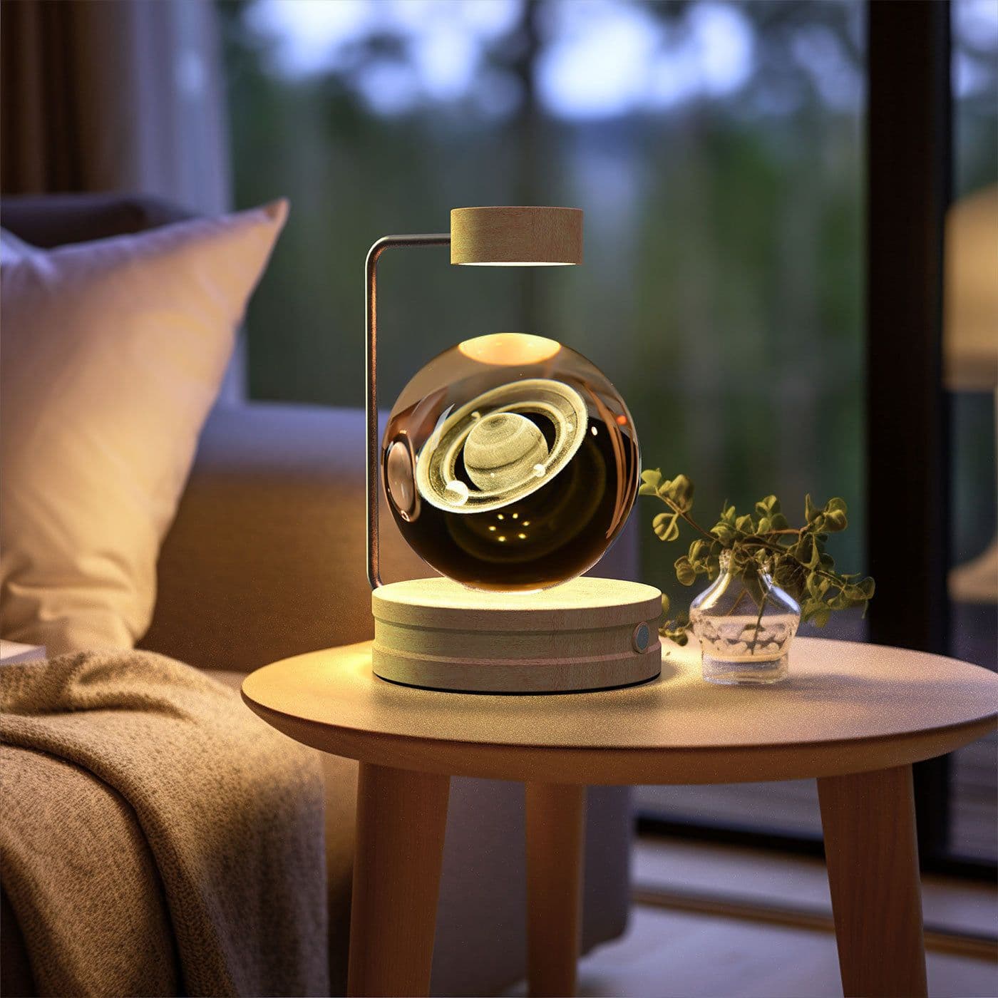image-Crystal Ball Cosmic Dinosaur Indoor Night Light USB Power Warm Bedside Light Birthday Gift Night Lamp