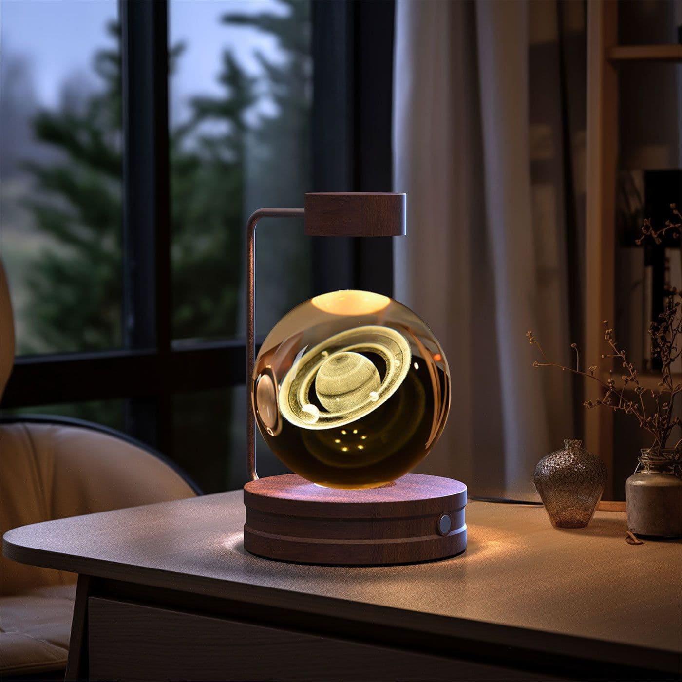 image-Crystal Ball Cosmic Dinosaur Indoor Night Light USB Power Warm Bedside Light Birthday Gift Night Lamp