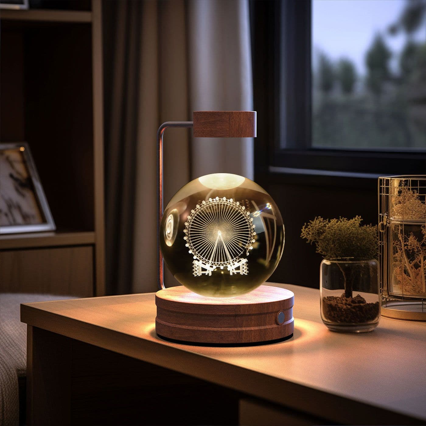 image-Crystal Ball Cosmic Dinosaur Indoor Night Light USB Power Warm Bedside Light Birthday Gift Night Lamp