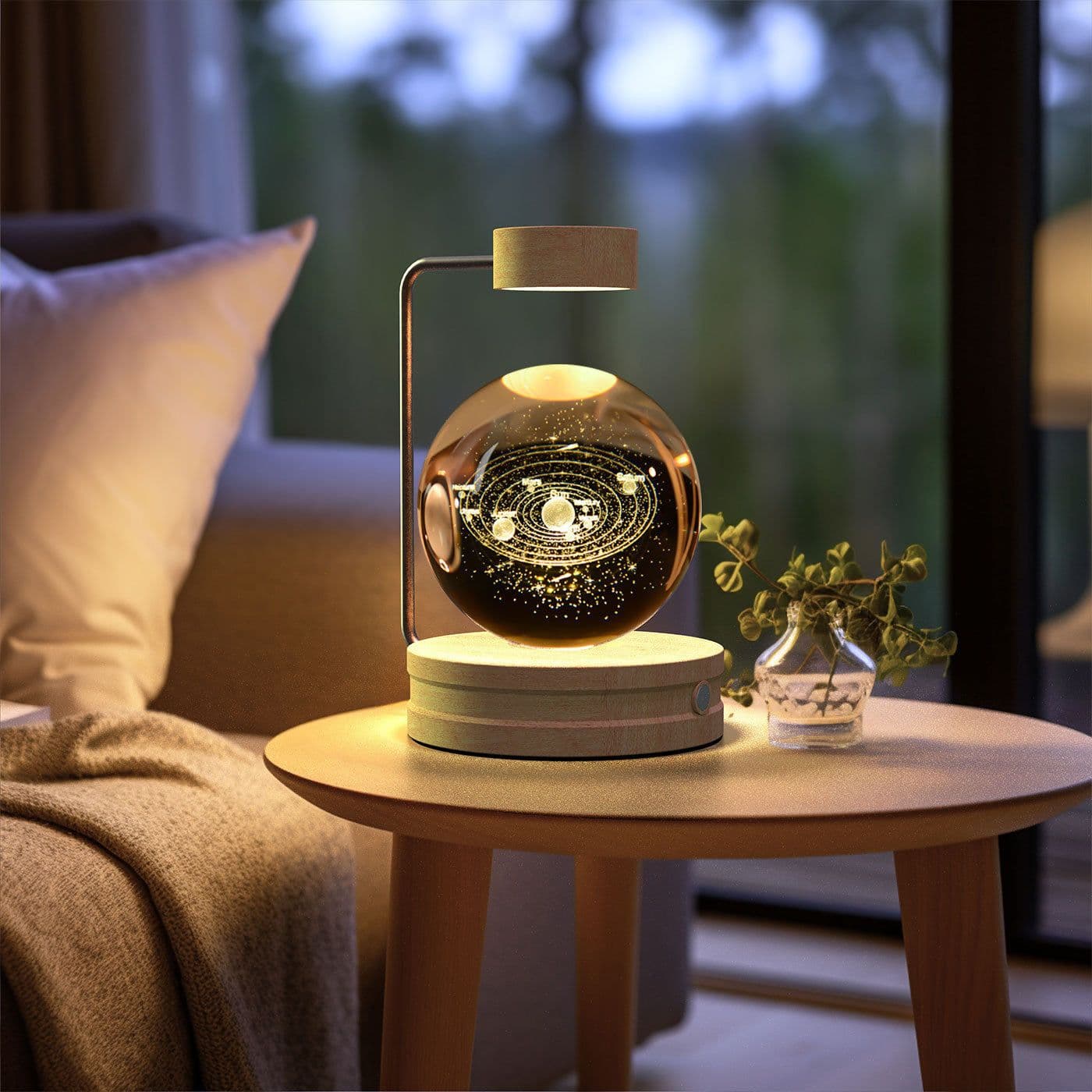image-Crystal Ball Cosmic Dinosaur Indoor Night Light USB Power Warm Bedside Light Birthday Gift Night Lamp