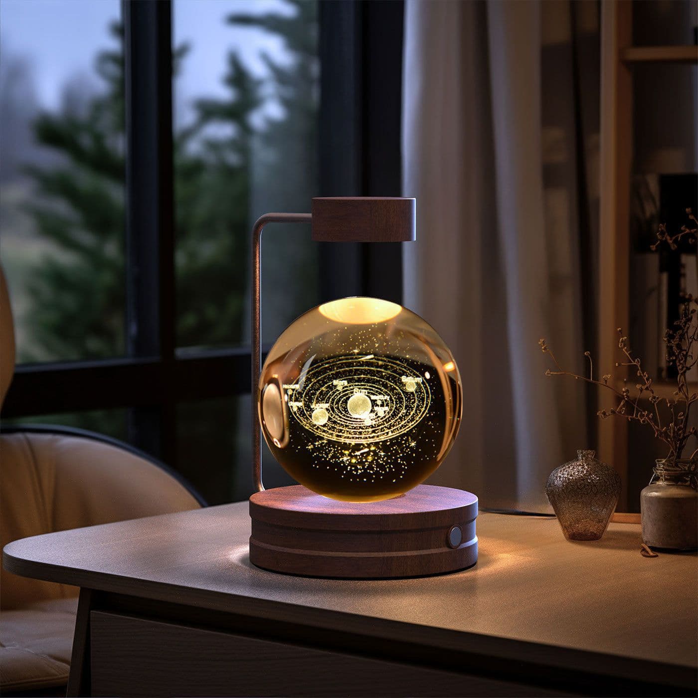 image-Crystal Ball Cosmic Dinosaur Indoor Night Light USB Power Warm Bedside Light Birthday Gift Night Lamp
