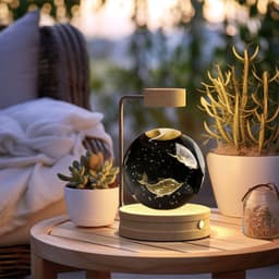 image-Crystal Ball Cosmic Dinosaur Indoor Night Light USB Power Warm Bedside Light Birthday Gift Night Lamp