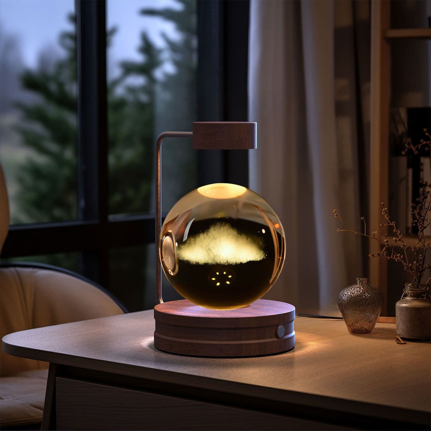 image-Crystal Ball Cosmic Dinosaur Indoor Night Light USB Power Warm Bedside Light Birthday Gift Night Lamp