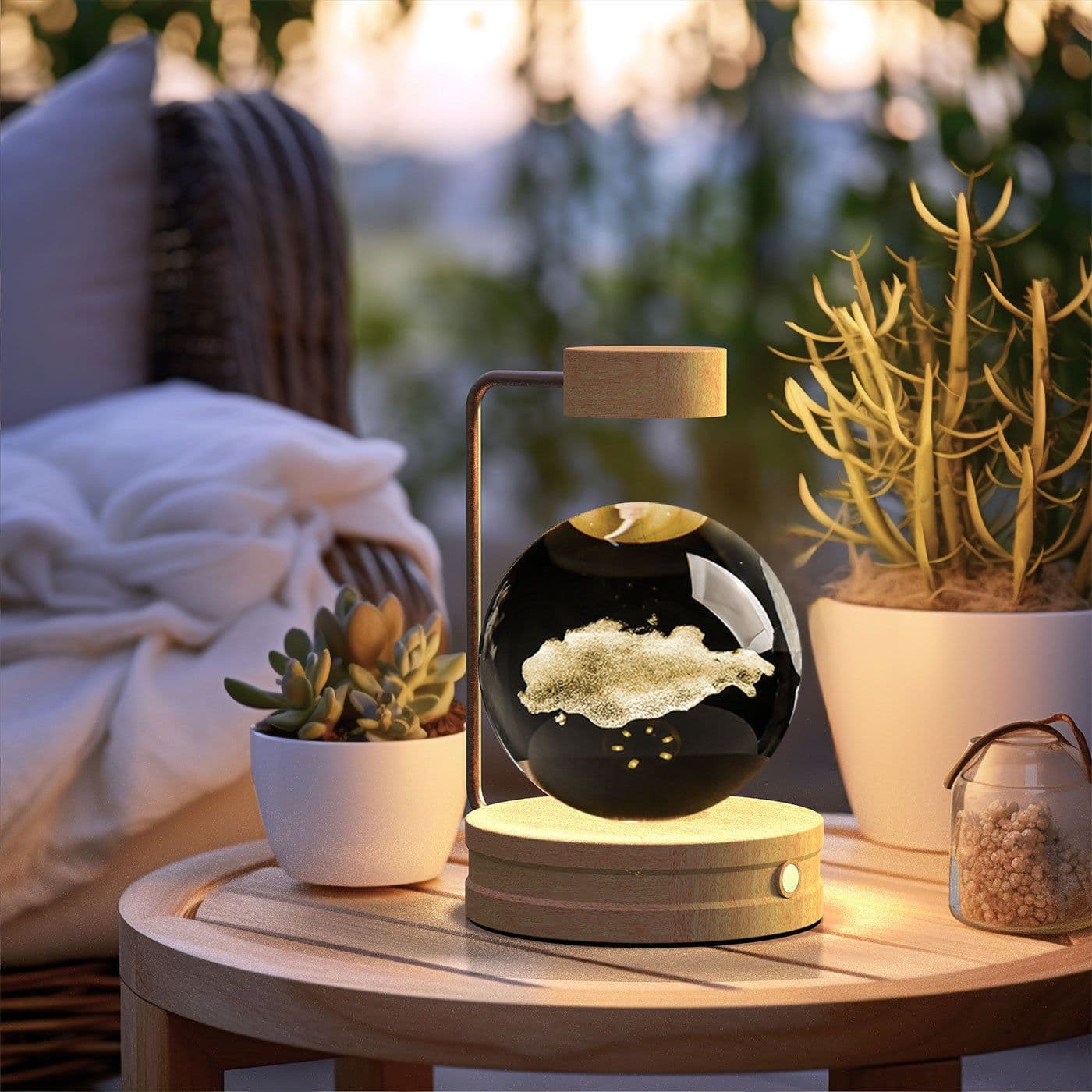 image-Crystal Ball Cosmic Dinosaur Indoor Night Light USB Power Warm Bedside Light Birthday Gift Night Lamp