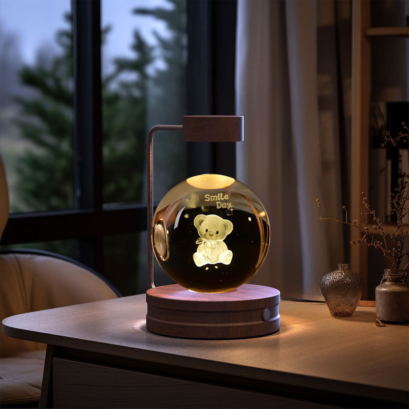 image-Crystal Ball Cosmic Dinosaur Indoor Night Light USB Power Warm Bedside Light Birthday Gift Night Lamp