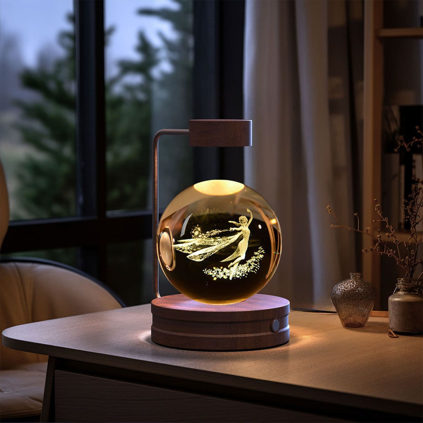 image-Crystal Ball Cosmic Dinosaur Indoor Night Light USB Power Warm Bedside Light Birthday Gift Night Lamp