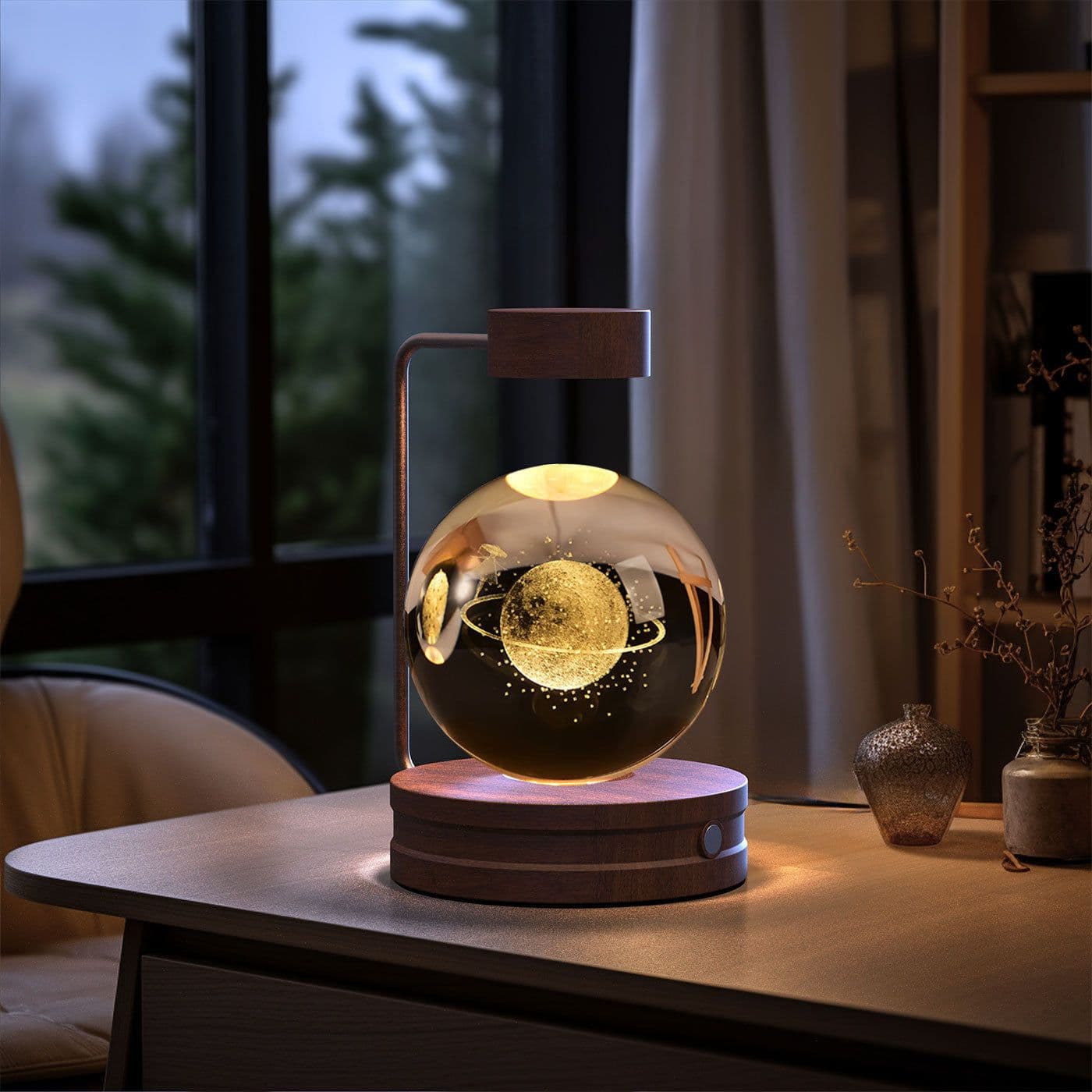 image-Crystal Ball Cosmic Dinosaur Indoor Night Light USB Power Warm Bedside Light Birthday Gift Night Lamp