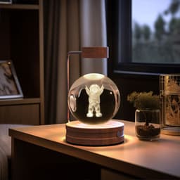 image-Crystal Ball Cosmic Dinosaur Indoor Night Light USB Power Warm Bedside Light Birthday Gift Night Lamp