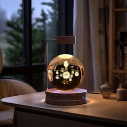 image-Crystal Ball Cosmic Dinosaur Indoor Night Light USB Power Warm Bedside Light Birthday Gift Night Lamp