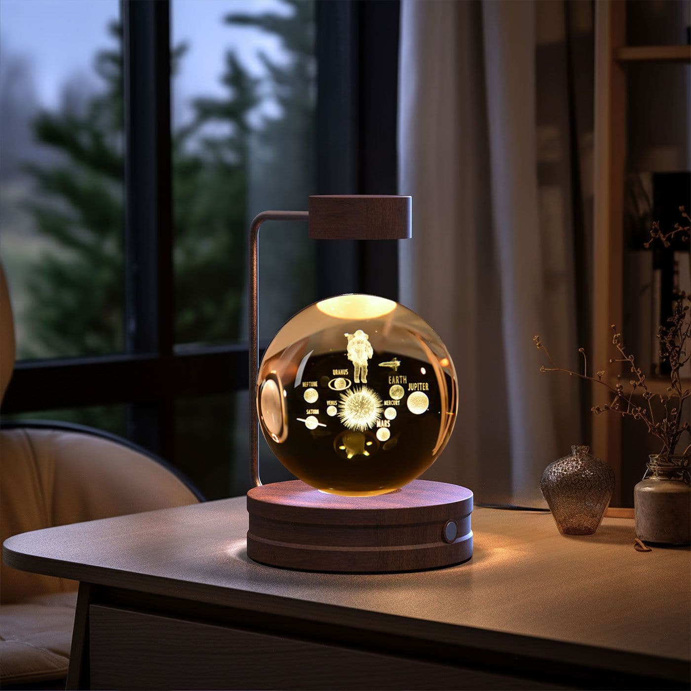 image-Crystal Ball Cosmic Dinosaur Indoor Night Light USB Power Warm Bedside Light Birthday Gift Night Lamp