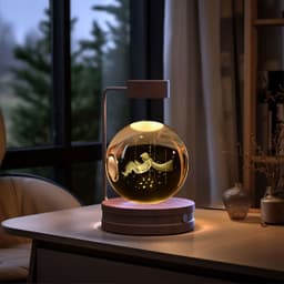 image-Crystal Ball Cosmic Dinosaur Indoor Night Light USB Power Warm Bedside Light Birthday Gift Night Lamp