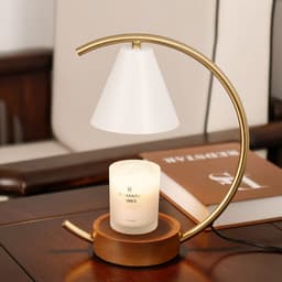 image-Wooden Base Fused Candle Lamp Bedroom