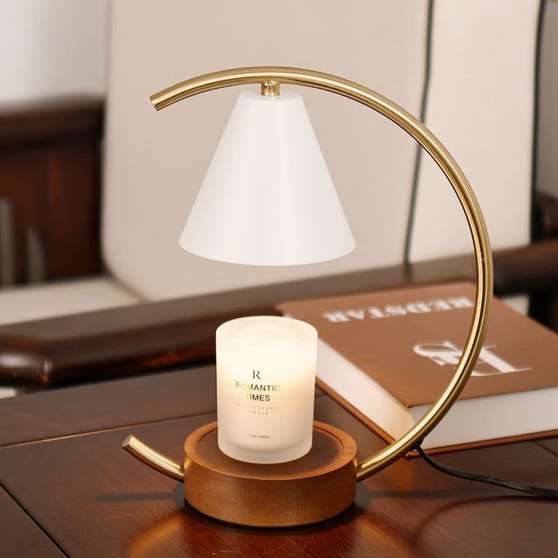 image-Wooden Base Fused Candle Lamp Bedroom
