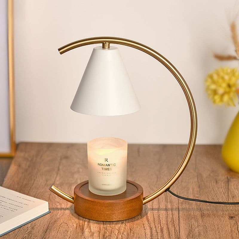 image-Wooden Base Fused Candle Lamp Bedroom