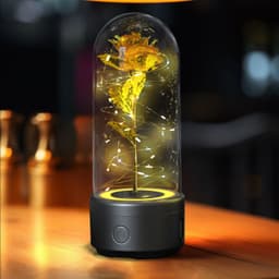 image-Creative 2 In 1 Rose Flowers LED Light And Bluetooth Speaker Valentine's Day Gift Rose Luminous Night Light Ornament In Glass Cover