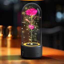 image-Creative 2 In 1 Rose Flowers LED Light And Bluetooth Speaker Valentine's Day Gift Rose Luminous Night Light Ornament In Glass Cover