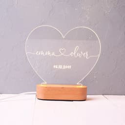 image-Custom Night Light As Valentines Day Anniversary Romantic For Bedroom Night Lamp Couple For Him Names And Date Engagement Gift