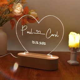 image-Custom Night Light As Valentines Day Anniversary Romantic For Bedroom Night Lamp Couple For Him Names And Date Engagement Gift
