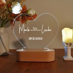 image-Custom Night Light As Valentines Day Anniversary Romantic For Bedroom Night Lamp Couple For Him Names And Date Engagement Gift