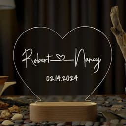 image-Custom Night Light As Valentines Day Anniversary Romantic For Bedroom Night Lamp Couple For Him Names And Date Engagement Gift