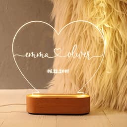 image-Custom Night Light As Valentines Day Anniversary Romantic For Bedroom Night Lamp Couple For Him Names And Date Engagement Gift