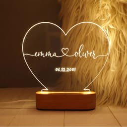 image-Custom Night Light As Valentines Day Anniversary Romantic For Bedroom Night Lamp Couple For Him Names And Date Engagement Gift