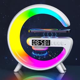 image-New Intelligent G Shaped LED Lamp Bluetooth Speake Wireless Charger Atmosphere Lamp App Control For Bedroom Home Decor