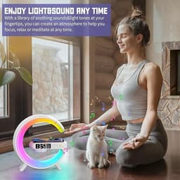 image-New Intelligent G Shaped LED Lamp Bluetooth Speake Wireless Charger Atmosphere Lamp App Control For Bedroom Home Decor