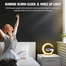 image-New Intelligent G Shaped LED Lamp Bluetooth Speake Wireless Charger Atmosphere Lamp App Control For Bedroom Home Decor