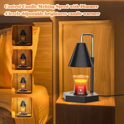 image-RAINBEAN Candle Warmer Lamp With Timer Adjustable Height Electric Candle Warmer Dimmable With 2 Bulbs Wax Melt Warmer