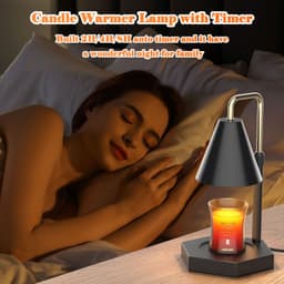 image-RAINBEAN Candle Warmer Lamp With Timer Adjustable Height Electric Candle Warmer Dimmable With 2 Bulbs Wax Melt Warmer