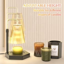 image-Candle Warmer Lamp Dimmable And Timer Candle Warmer Height Adjustable For Jar Scented Candles For Home Decor Amber Glass And Black Base