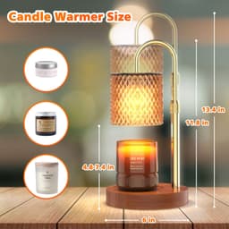 image-RAINBEAN Candle Warmer Lamp, Adjustable Height Electric Candle Warmer With Timer And Dimmer Vintage Wax Warmer Light For Jar Candles Home Decor Gifts Amber Glass & Walnut Wood