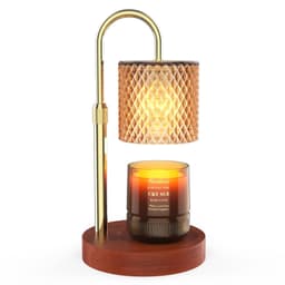 image-RAINBEAN Candle Warmer Lamp, Adjustable Height Electric Candle Warmer With Timer And Dimmer Vintage Wax Warmer Light For Jar Candles Home Decor Gifts Amber Glass & Walnut Wood